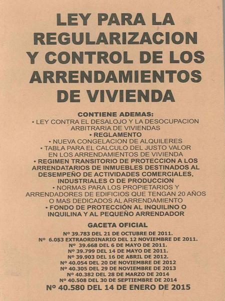 LEY PARA LA REGULARIZACION Y CONTROL DE LOS ARRENDAMIENTOS DE VIVIENDA