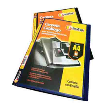 CARPETA CATALOGO PRINTACOPY CON FUNDAS PROTECTORAS TRANSPARENTES TAMAÑO A4 x 40 HOJAS REF. 40AZ