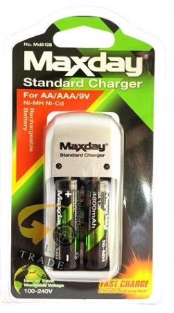 MAXDAY CARGADOR DE BATERIA STANDARD AA/AAA/9V CON 2 PILAS AAA2800 REF. MD-812B - MD-812B7