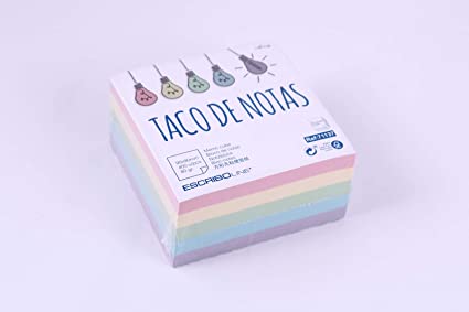 TACO DE NOTAS HOJAS COLORES PASTELES