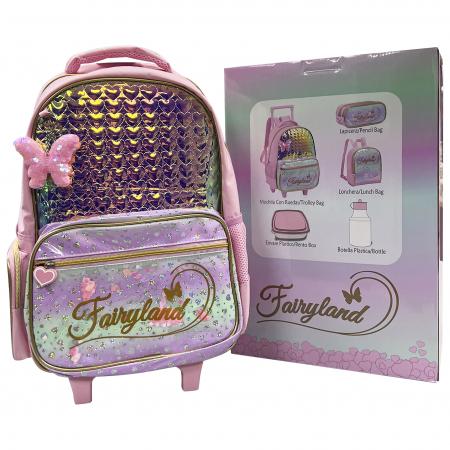 ESC. COMBO MOCHILA CON RUEDA-LONCHERA-CARTUCHERA FAIRYLAND